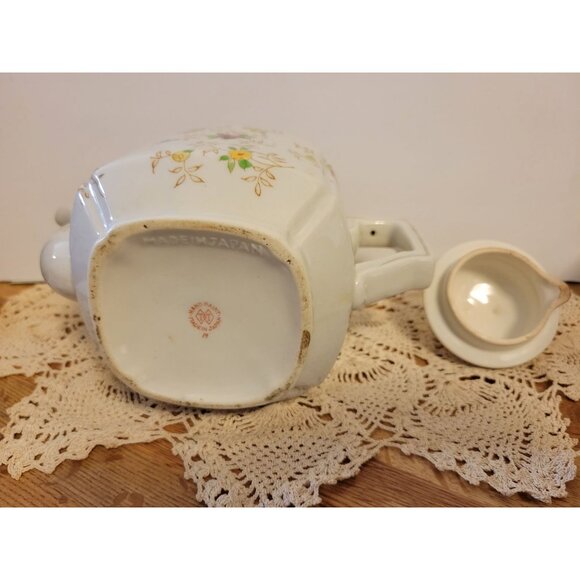 Porcelain Hand Painted Square Floral Teapot w/Lid Takito Japan - Picture 9 of 13
